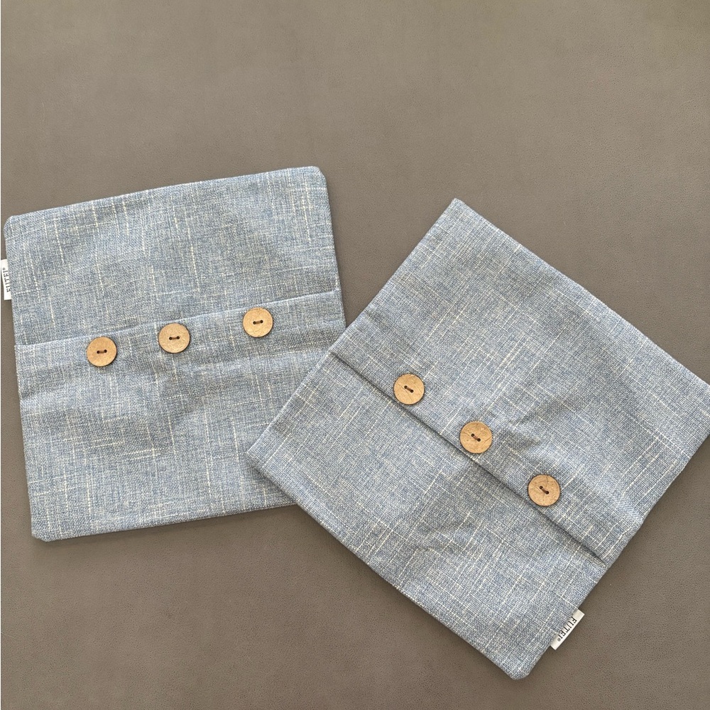 FUTEI Gray Blue Linen Throw Pillow Covers
